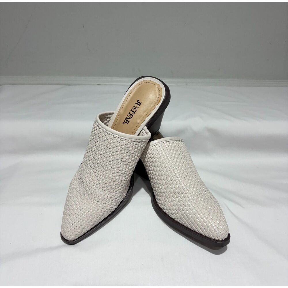 NEW JustFab Woven Heeled Mules  SIze 7